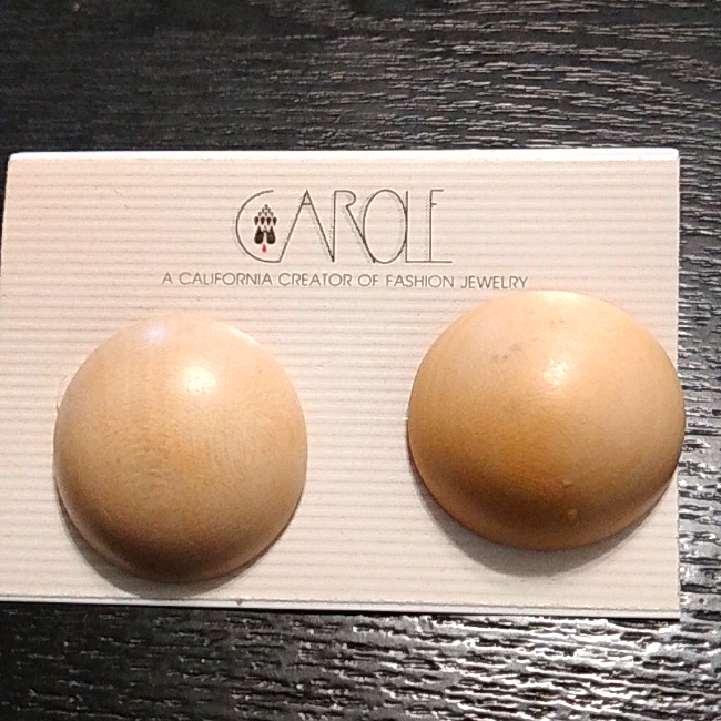 Round Mound Of Wood Post Earrings